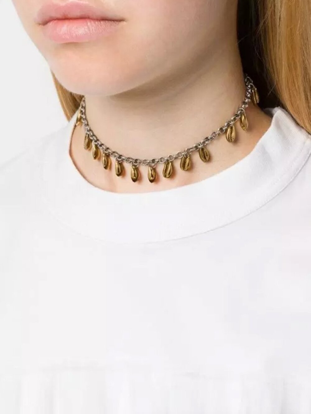 Isabel Marant Cowrie Shell Charm Choker Necklace Gold Silver Tone Coastal Boho - Picture 2 of 6